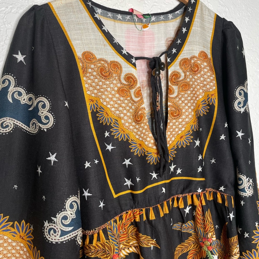 FARM Rio Tropical Long Sleeve Mini Dress (Tropical Parrot Print) NWT Size M